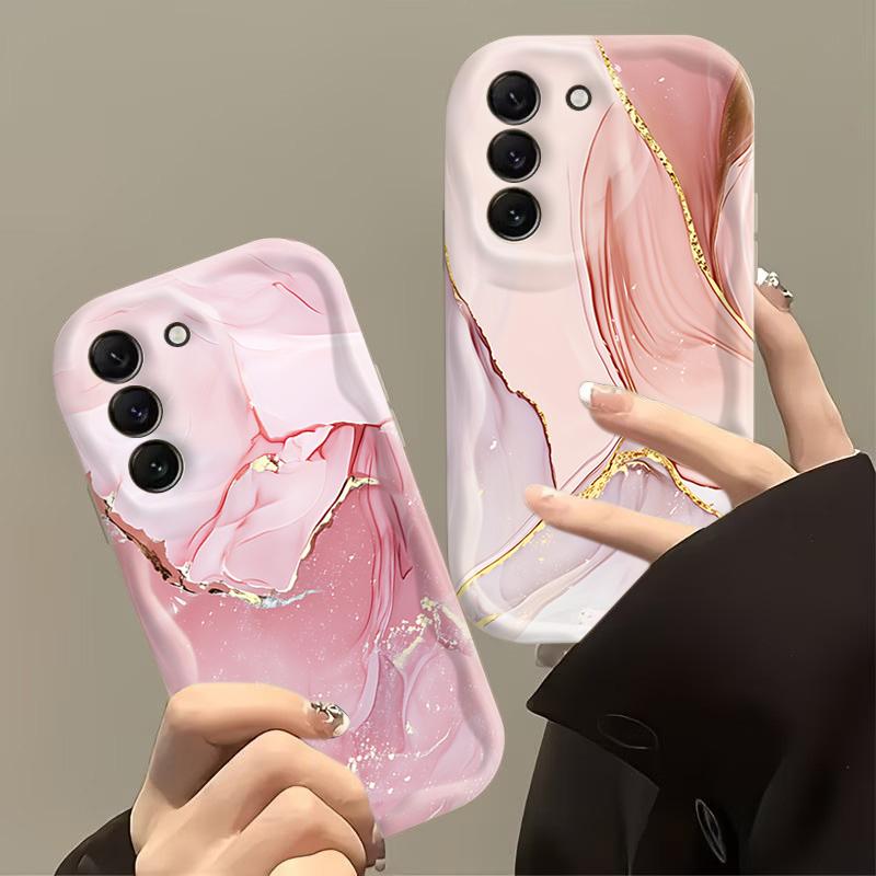 Case for Samsung Galaxy S26 S24 S23 S25 Ultra Plus FE A57 A56 A55 A54 A37 A36 A17 A07 A16 A15 5G Pink Marble Pattern Phone Cover