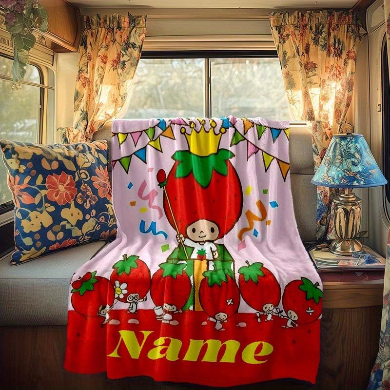 Red Strawberry Style Rv Customize Your Name Blanket Is Suitable For Rv Camping Traveling Rv Home Soft And Warm Rv Interior Blanket Suitable For Gifts