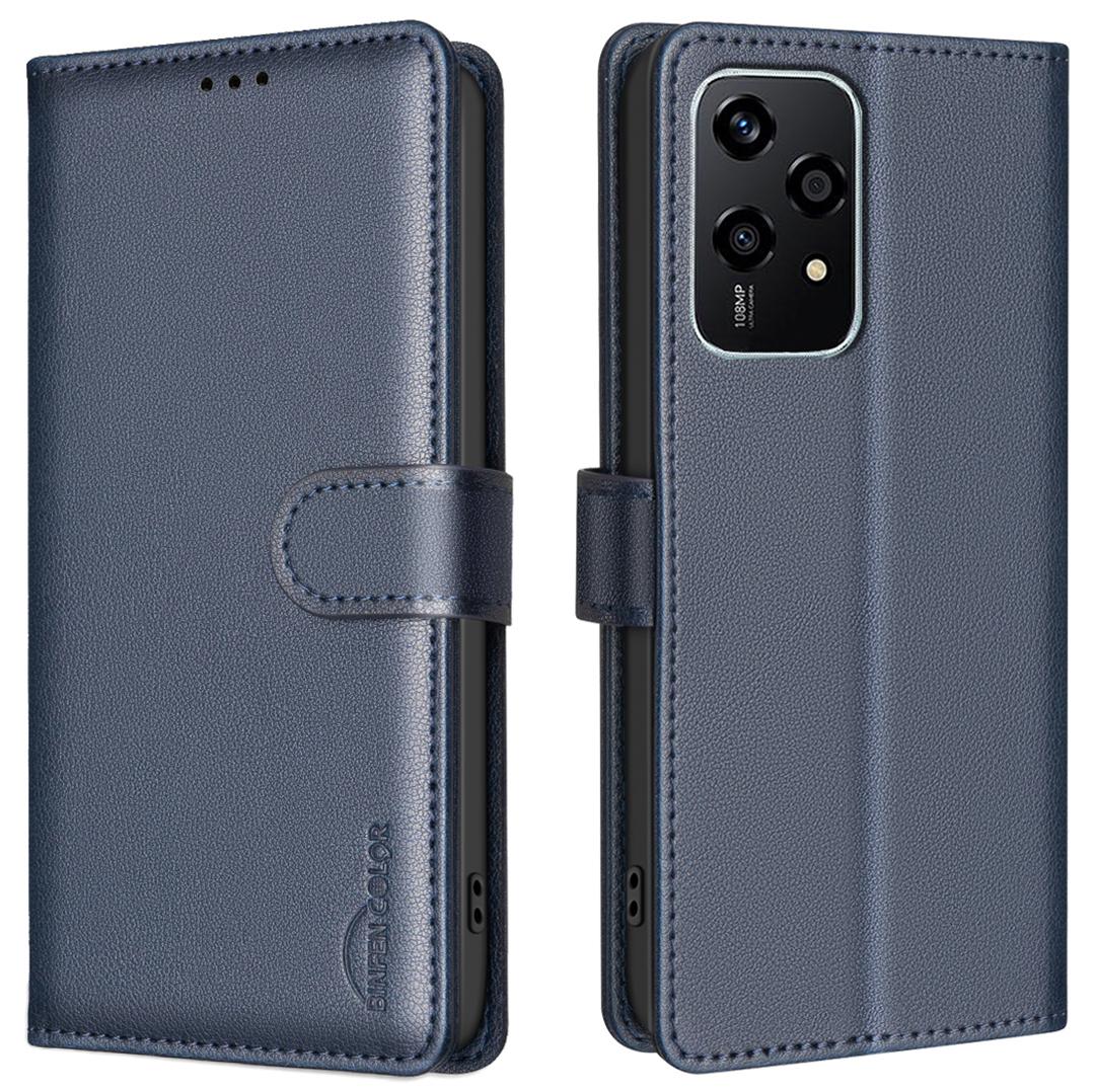 

BINFEN COLOR BF32 For Honor 200 Lite Case Wallet Folding Stand Leather Phone Cover Blue