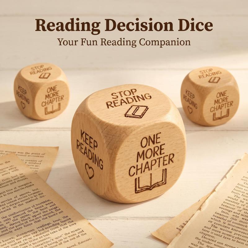 Handmade Wooden Decision Dice Dual Purpose For Quilting Sewing & Book Reading Lover Engraved Choice Cube Funny Desk Decor Gift