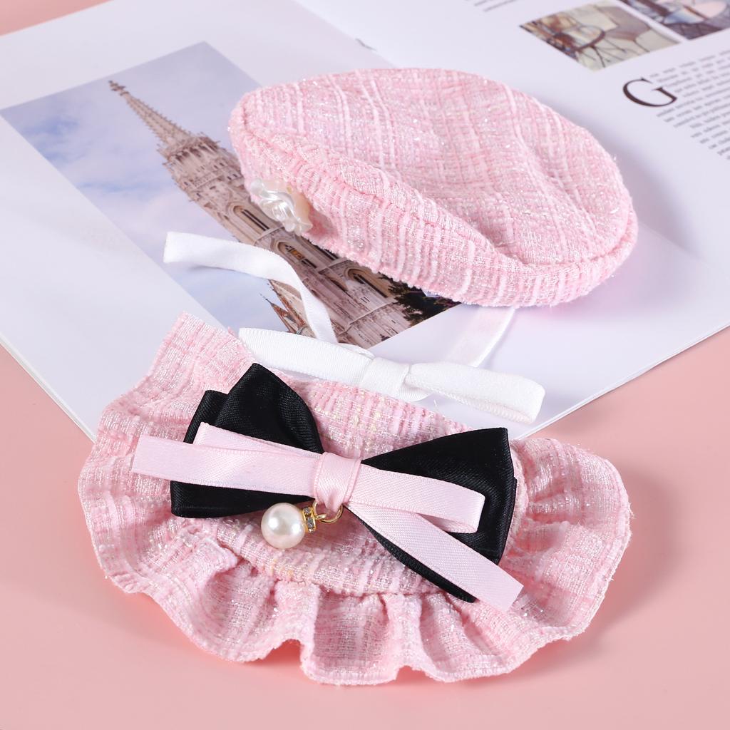 Knitted Woolen Flower Bud Hat Bow Lace Bib Pet Cat Dog Accessory Set Dog Bandana Pet Accessories Dog Accessories