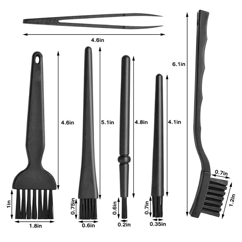 6 In 1 Black Keyboard Cleaning Brush Kit Small Computer Dust Brush Cleaner Anti-Static For Laptop Usb Household Cleaning Tool