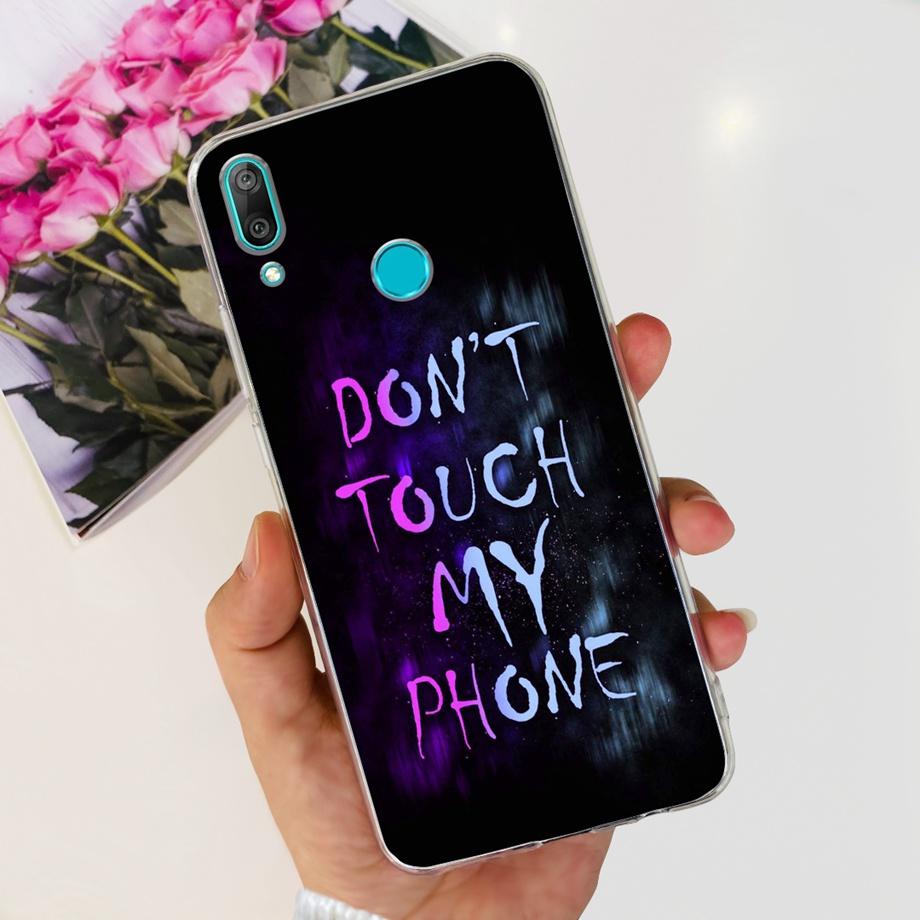 For Huawei Y7 (2019) Phone Case Huawei Y7P 2020 Back Cover Transparent Slim Soft TPU Rubber Bumper Child Fashion Cartoon Pattern