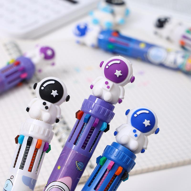 Back To School Season 36pcs 0.7mm Astronaut Ten-color Ballpoint Pen Cartoon Shape Multi-color Hand-door Pen Key Mark Pen Stationery
