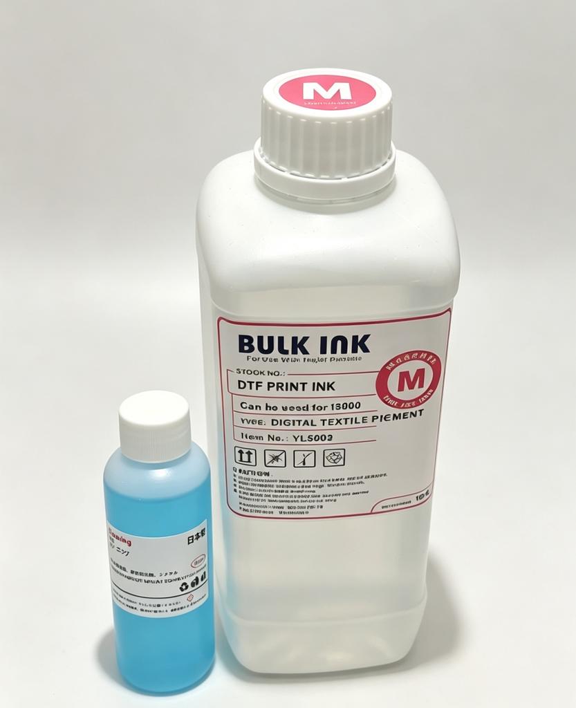 1000ml Water Based CMYK White DTF Ink Anti-Clogging Vivid Color for PET Film T-Shirt Garment Heat Transfer Printing