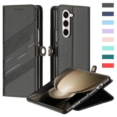 Custodia in Pelle Suede Sottile con Supporto a Libro per Samsung Galaxy Z Fold 7 5G 6 5 4 3 Fold7 Fold6 Fold5 Fold4 Portafoglio Copri Carte Coque