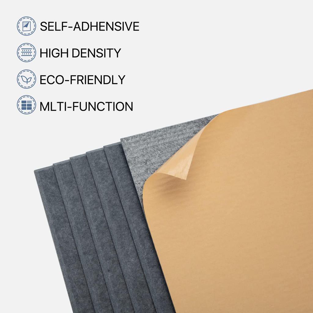 Self-Adhesive Acoustic Wall Panels, 12-Pack - Ideal for Home Studios and Offices