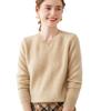 2024 Autumn/Winter Women's Round Neck Cashmere Sweater - Solid Color, Double Ply, Thick Knit Base Layer
