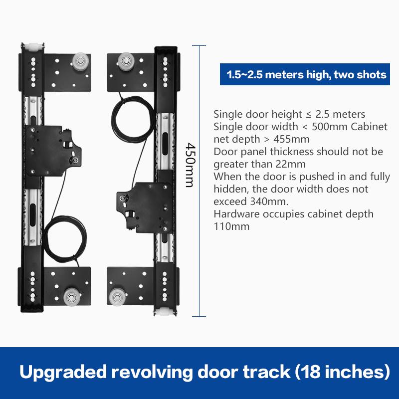 Hidden Door Track Kit Invisible Butterfly Sliding Hardware For Wardrobe Swing Pocket Door With Side Plug Flip Hinge Installation