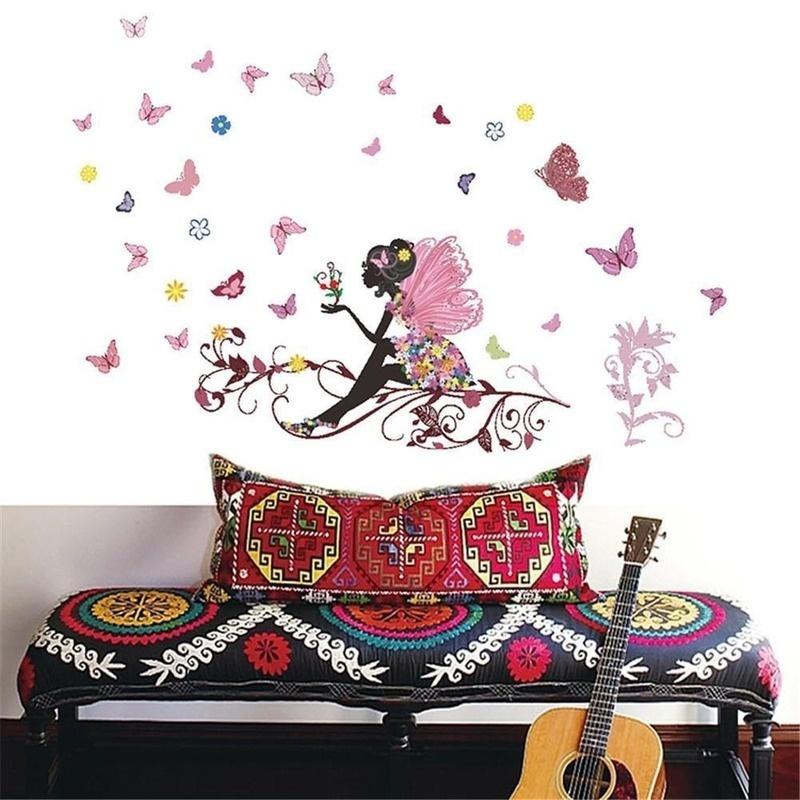 The New Butterfly Beautiful Faery Bedroom Waterproof Sitting Room Background Wall Stickers Can Be Removed
