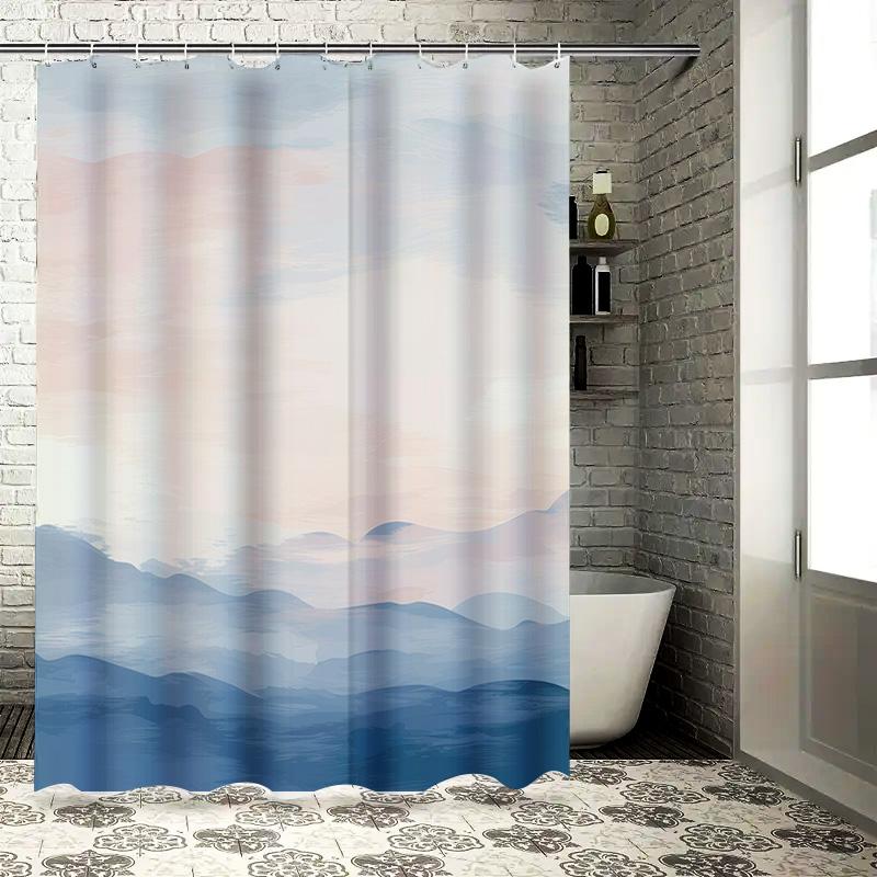 

Modern Home Decor Shower Curtain SetSoft Gradient Floral Design in Blue and Pink Water Resistant Fabric 72 x 72 Inches for Bathr 90x180cm