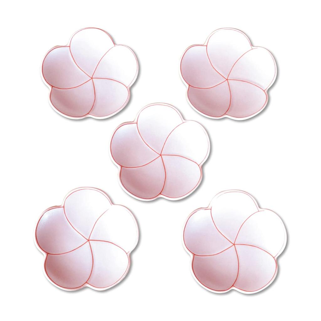 Set of 5 12cm Arita Ware Plates in Perfect for New Includes a decorative Plum-Shaped Red, Year's Gifts. box.