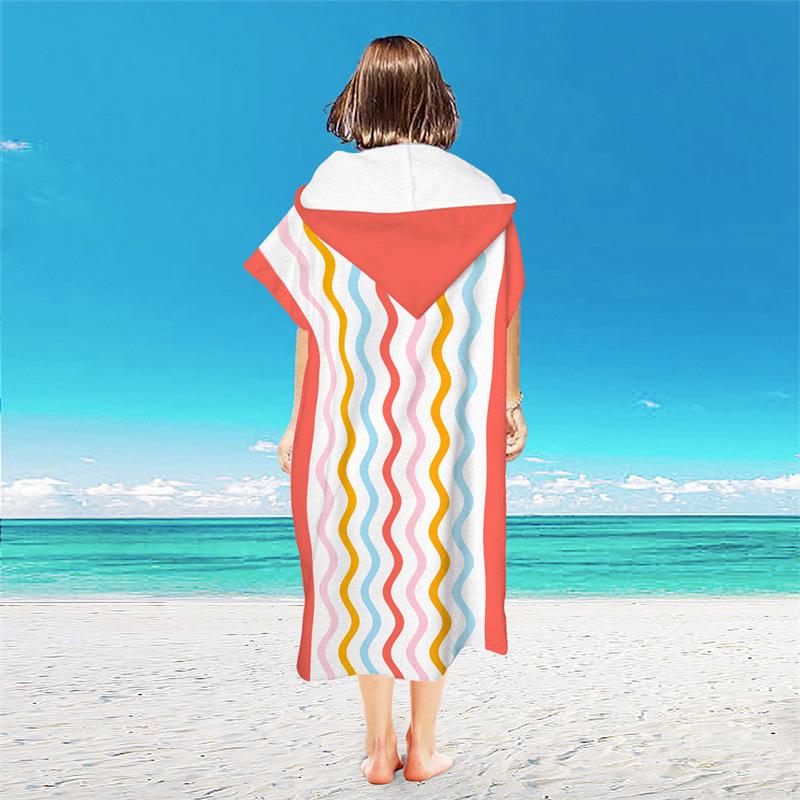Microfiber Quick-Dry Hooded Beach Poncho Bathrobe for Adults