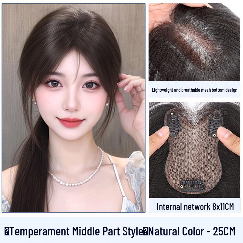 Women's Hair Topper: Real Hair, Covers Gray, Boosts Volume, Invisible & Traceless, High Crown Fluffy Regrowth Solution