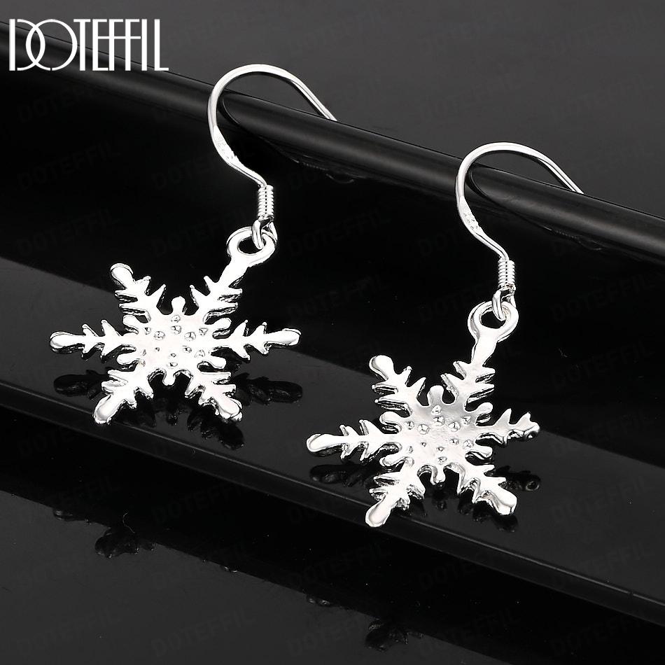 925 Sterling Silber Schneeflocke Anhänger Piercing Ohrringe Mode Hochzeit Schmuck