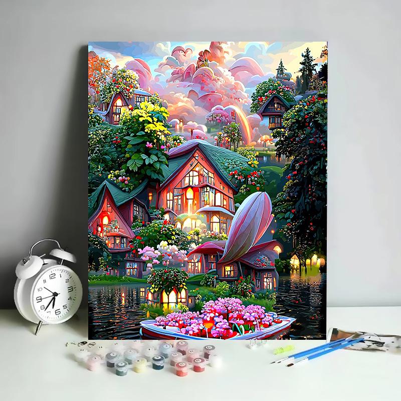 DIY Digital Oil Painting Kit Hand Paint By Numbers Acrylic Landscape Wall Art Birthday Gift
