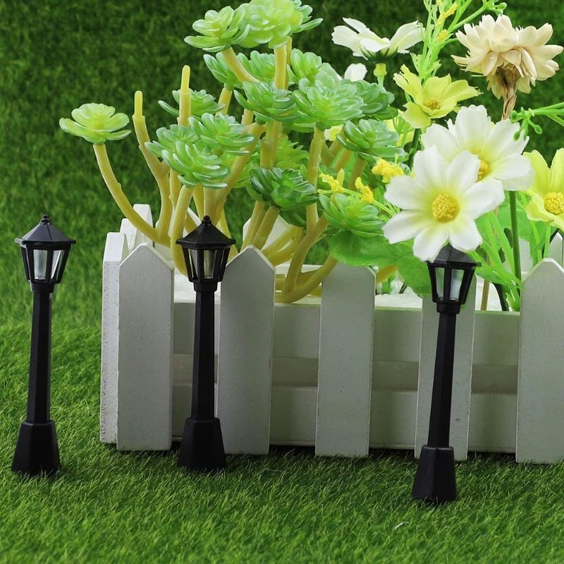 62KD Model Railway Train Lamp 4pcs Post Lights for Doll House Fairy Garden Ornaments
