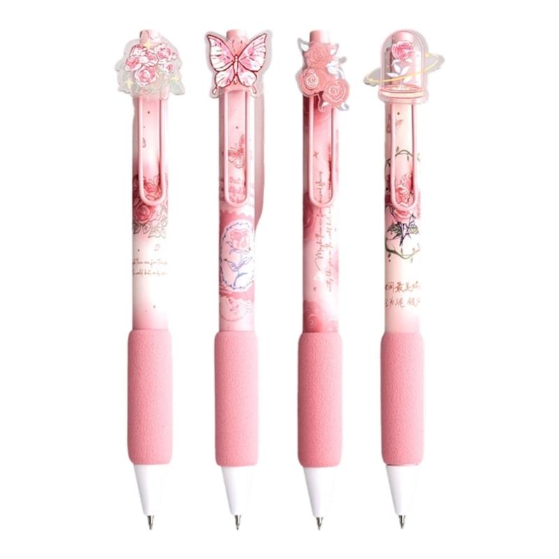 Elegant Floral Patterned Gel Pen With Ergonomic Handle Non Toxic Ink For Students Professional Daily Use Friendly Stationerys