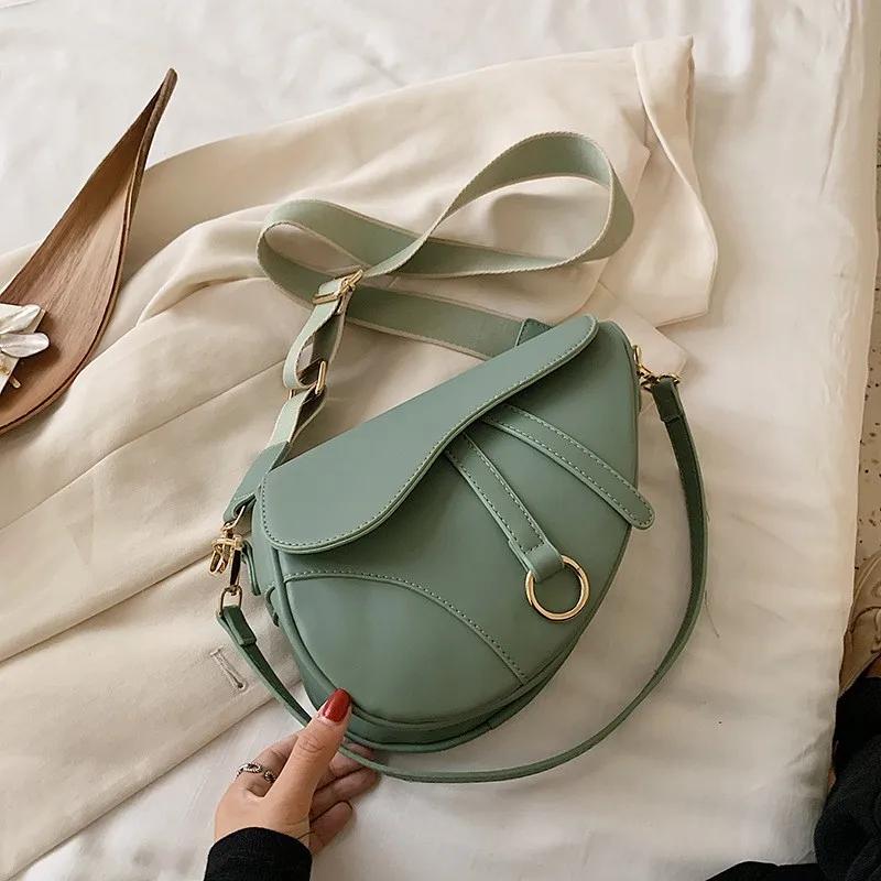 

Модная женская сумка-мессенджер, брендовая сумка-седло, женская сумка через плечо, роскошная дизайнерская женская сумка, ретро кроссбоди, однотонная сумка зелёный