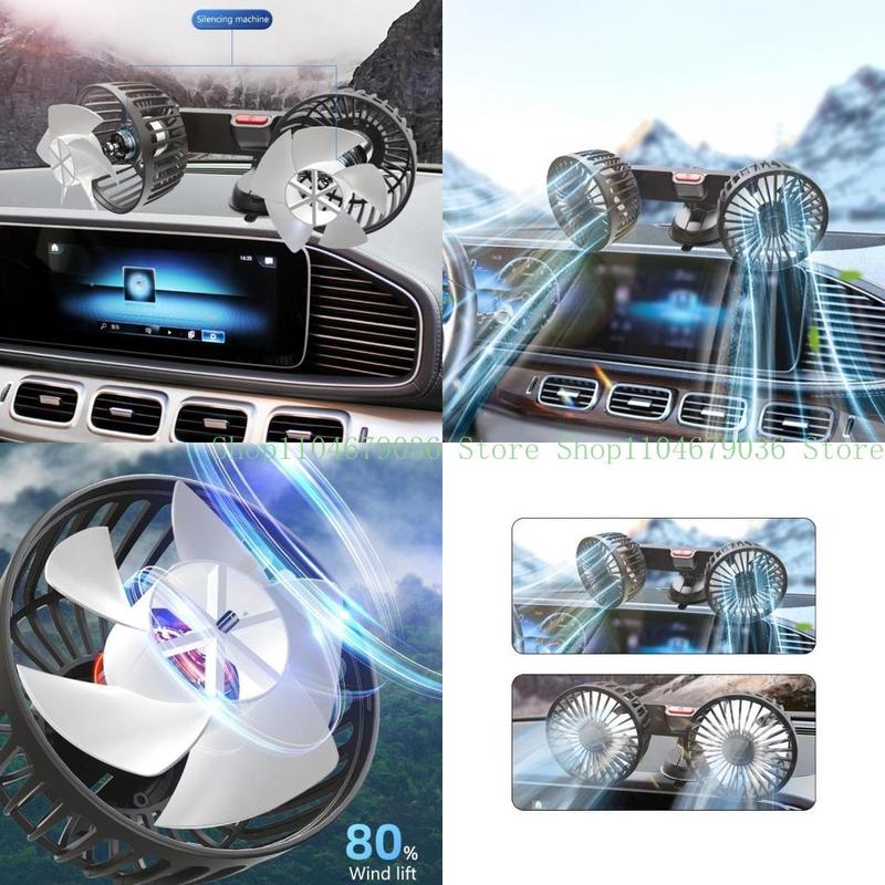 652F 360° Rotation Cooler Fan Auto Suction Cup Cooling Fan for Dashboard Home Office