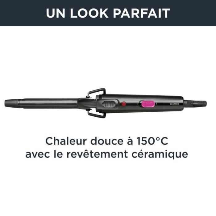 Rowenta cf2119f0 fer à boucler 16 mm, revêtement céramique, embout isolant, cordon rotatif, boucles parfaites, anneau de suspension
