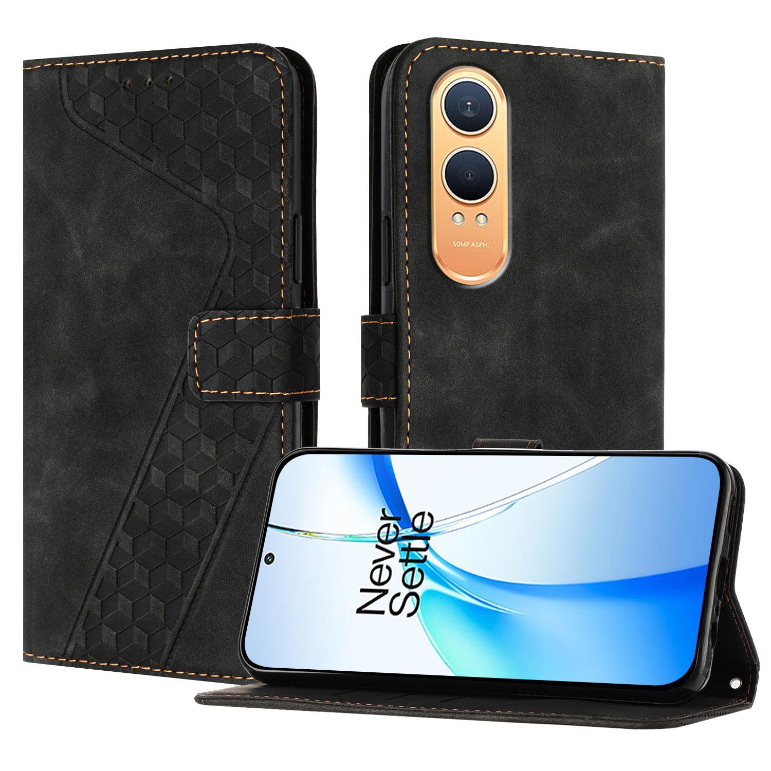 

For OnePlus Nord CE4 Lite 5G Leather Case 7-Shaped Pattern Wallet Stand Shockproof Phone Cover Black