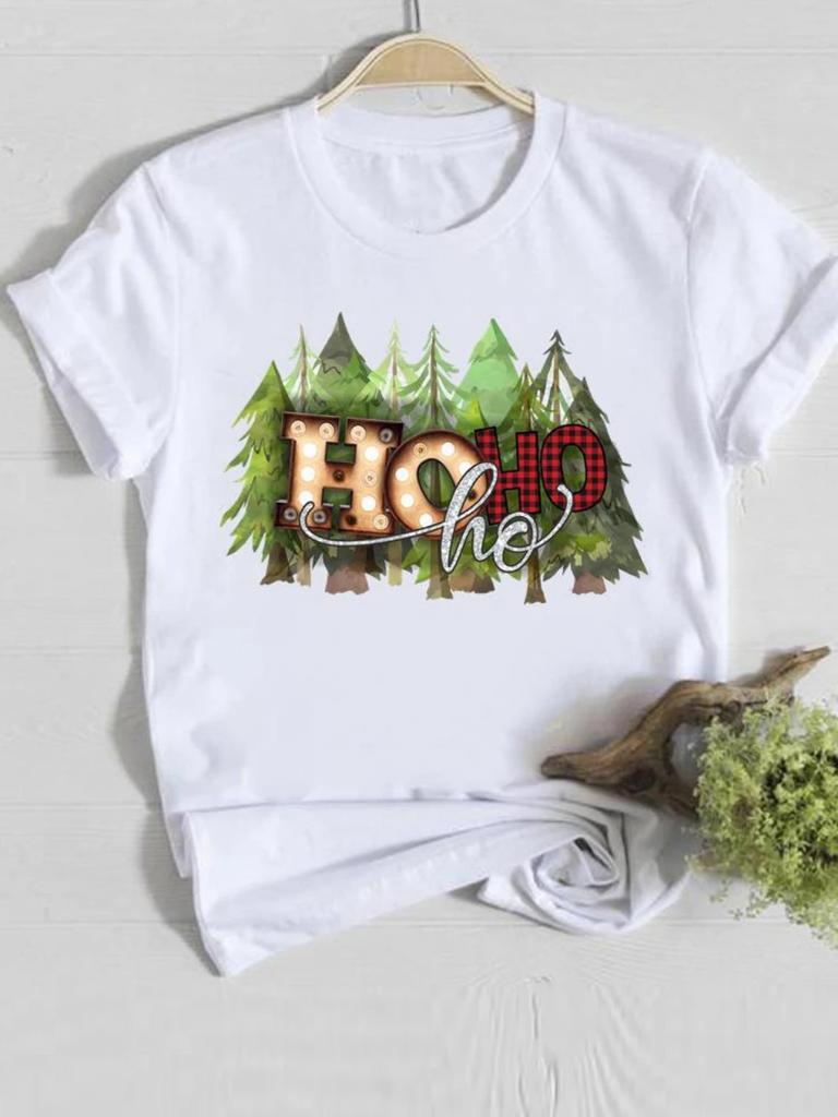 Trendy Unisex Christmas Tshirt Funny Santa Claus Hat Print Loose Fit Casual Tee Merry Xmas Happy New Year Gift for Unisex and Women