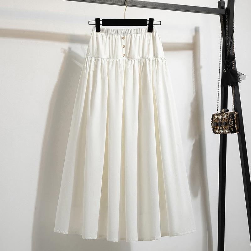 Korean Style Fashion Ladies Retro Three-button Skirt Women's Versatile High Waist Long Skirt