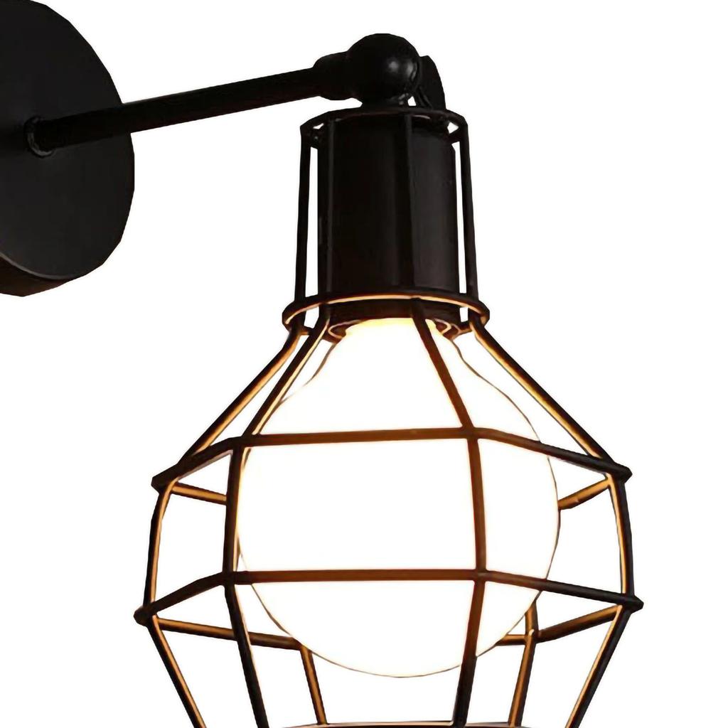 Vintage Metal Light Cage Veggfeste Lampeskjerm Ramme Industriell stil for Gangkorridor Pære Ikke