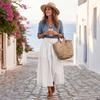 Completi Due Pezzi da Donna Camicie Casual a Maniche Lunghe e Pantaloncini Corti