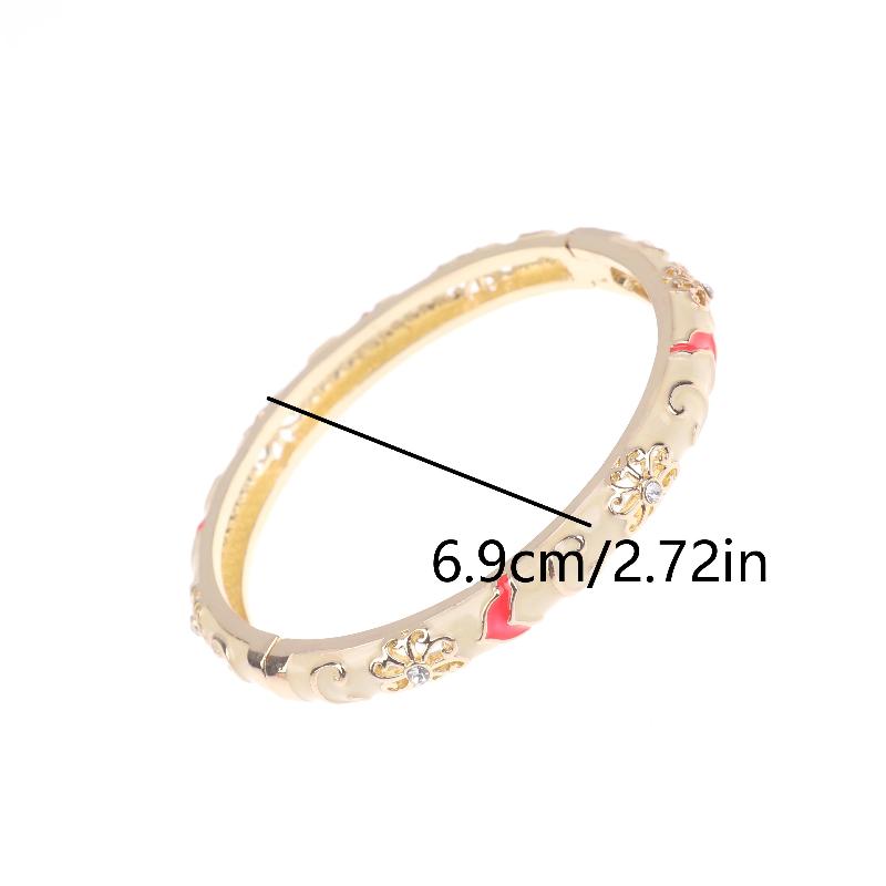 Vintage Enamel Flower Bracelet Ethnic Style Cloisonne Bangle Elegant Luxury Exquisite Bangles For Women  Jewelry