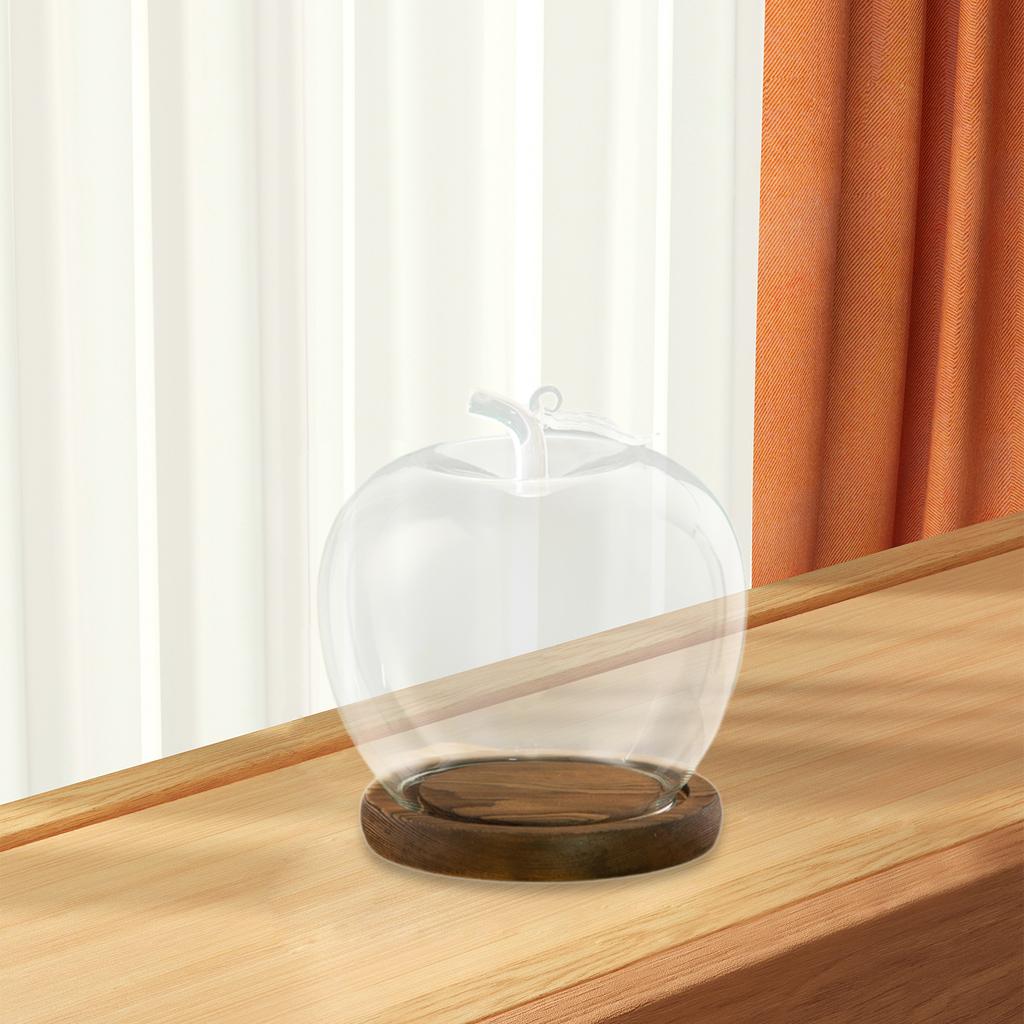 Glass Display Dome Clock with Wooden Base Plant Glass Container Jar Everlasting Lid Christmas Decoration Stand for Crafts Roses