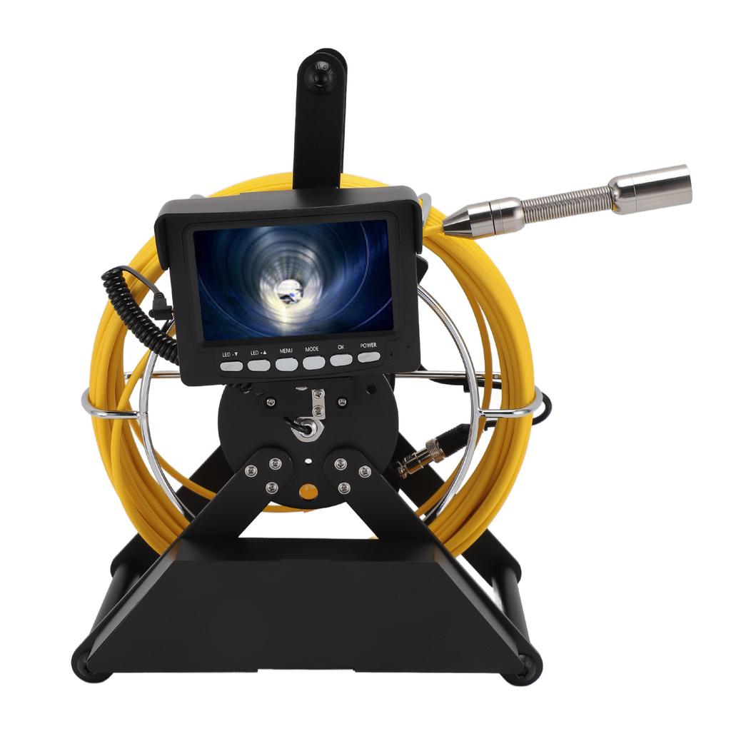 Pipe Inspection Camera 4500mAh Rechargeable IP68 1200TVL Sewer Snake Camera 4.3 Inch Monitor DVR Recording Borescope