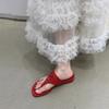 Beautiful Yellow Toe Thick Heel Flip-flops Female Summer Wear Fashionable Versatile Fairy Pinch Feet Low Heel Sandals