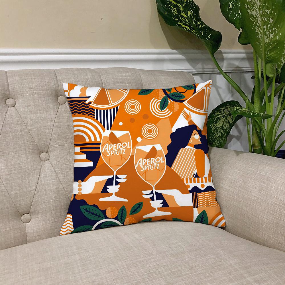 A-Aperol S-Spritz Logo Cushion Cover Square Sofa Cushion Cover Casual Skin-Friendly Comfortable Pillow Cover