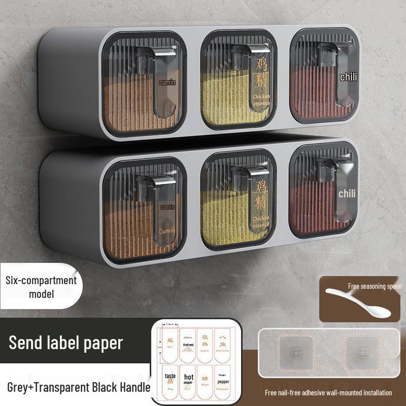 Wall-Mounted Punch-Free Dustproof Seasoning Box for Kitchen