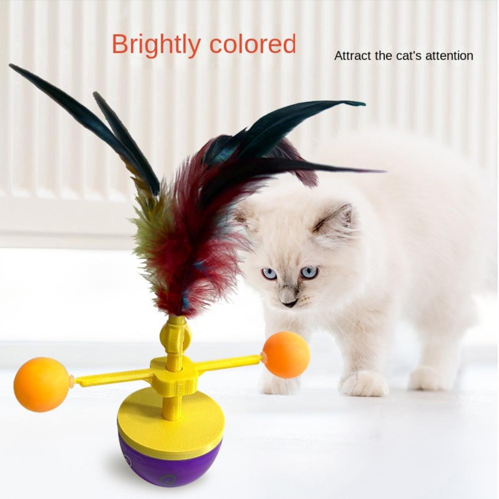 Colorful Feather Pet Feather Sliding Toy Rotating Pet Fun Roller Fun Interactive Cat Toys  Kitten