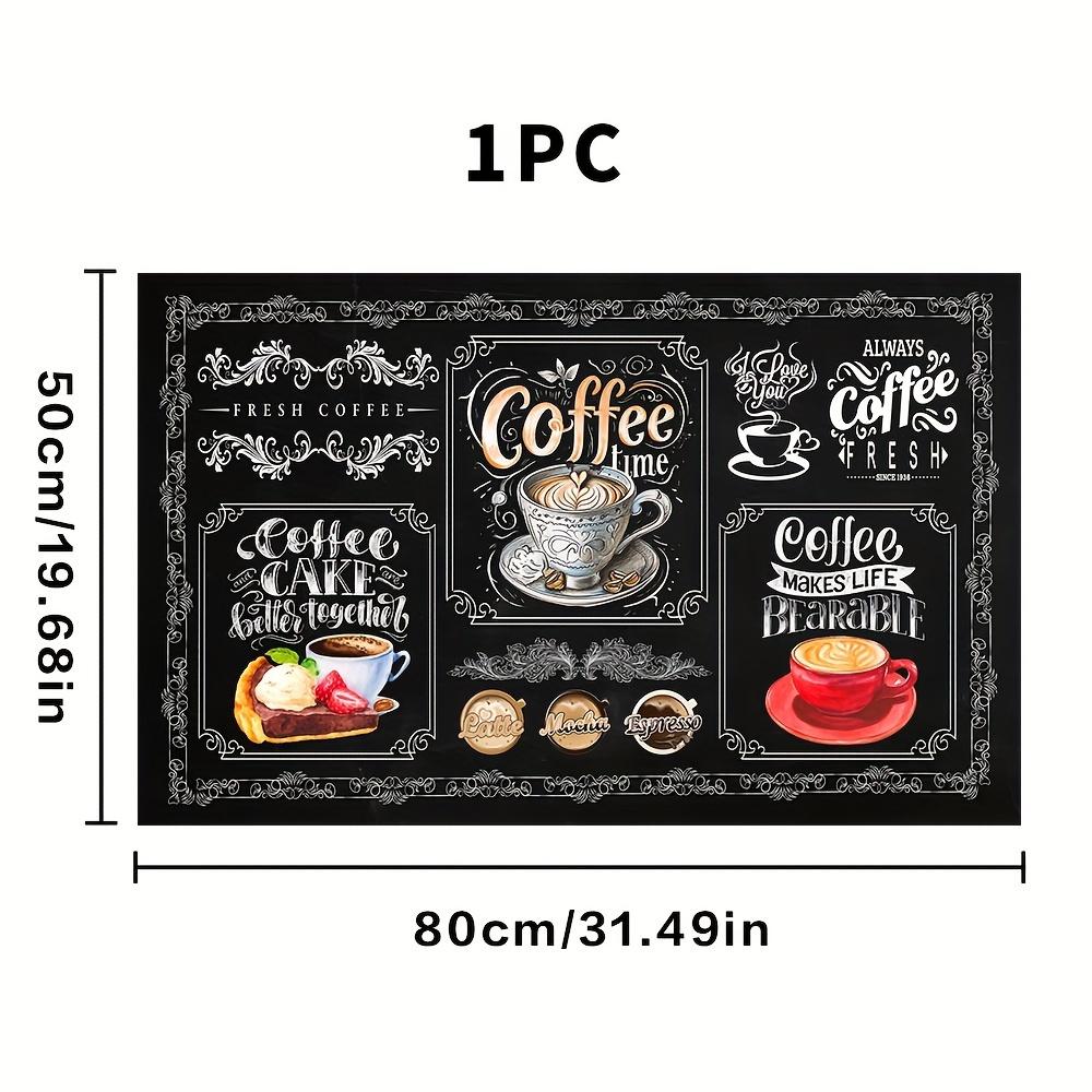 1 Stück Kaffee-Trockenmatte aus Gummi mit Retro-Kaffeegeschirr für Cafés, Küchenteppich, Geschirr, langlebige Kieselalgen-Schlamm-Tischmatte, Haustier-Kaffeegeschirr-Matte