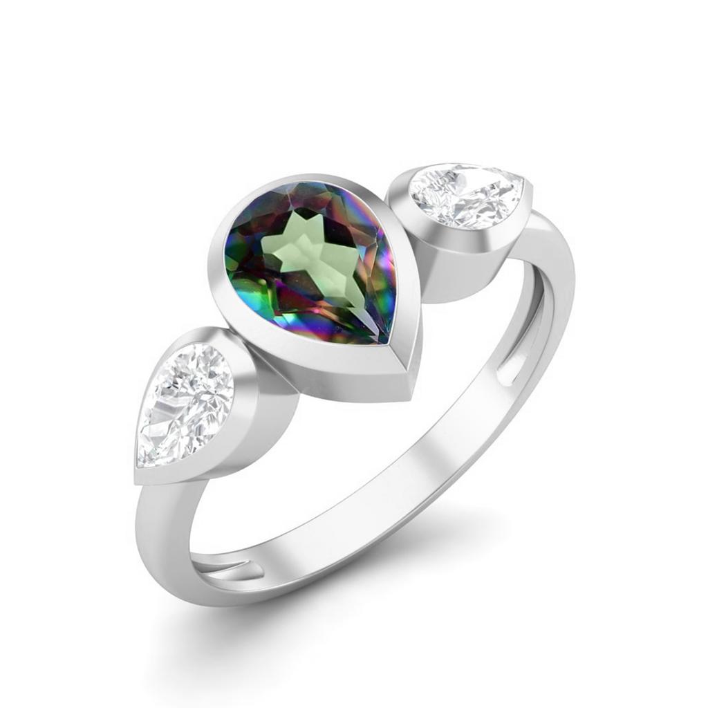 Pear shape  Mystic topaz Gemstone 925 Sterling Silver Ring