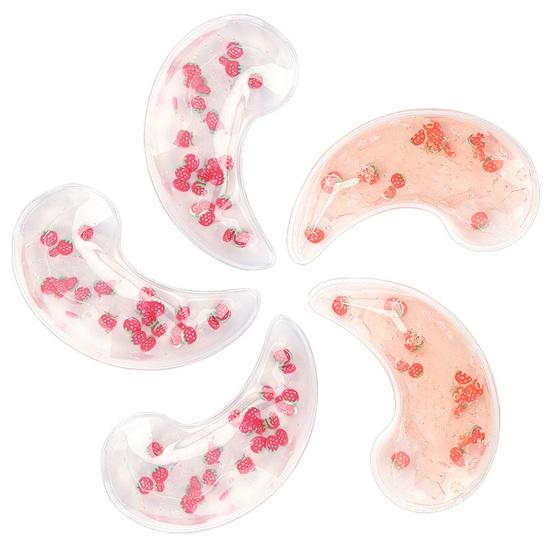 2Pcs Strawberry Gel Eye Ice Pack Puffy Eyes Dark Circles Redness Eye Strain Relief Cold Hot Compress Eye Pad Reusable Under-eye Cooling Patch