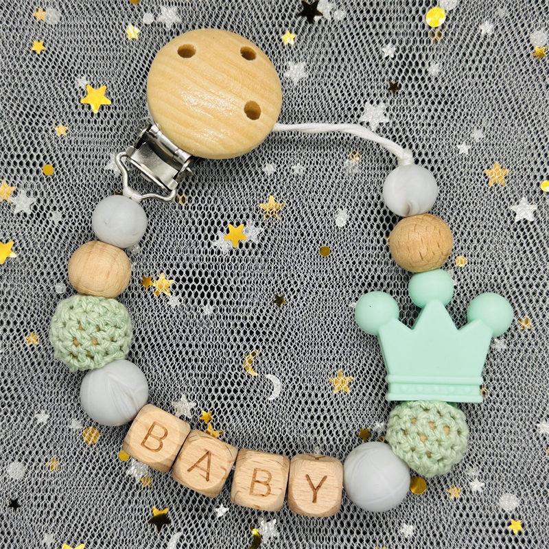 Handgefertigt Personalisierte Name Kaktus Schnullerclips Ketten Silikonperlen Personalisieren Säugling Chupetero Zahnung Personalisiert Geschenk