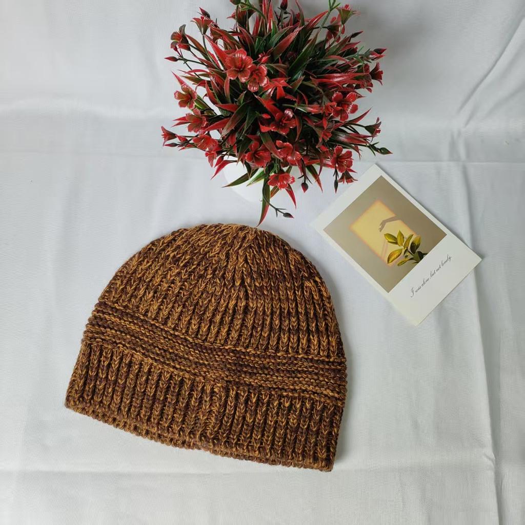 Mixed Color Thread Knitted Hat Women's Autumn and Winter Ins New Simple and Versatile Knitted Warm Wool Hat Cold Hat