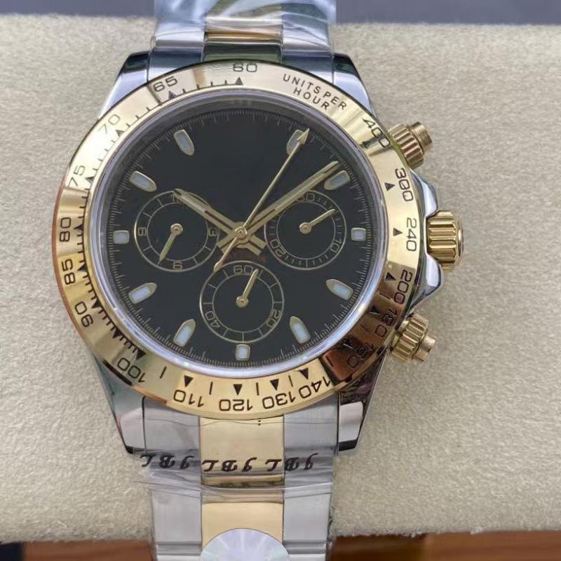 Orologio Automatico Bicolore di Lusso da Uomo Jadia Daytona Series con Quadrante Colorato Incastonato di Diamanti