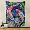 Colorful Koi Fish and Lotus Pond Design Patterned tapestry home decor, suitable for bedroom and living room, gift