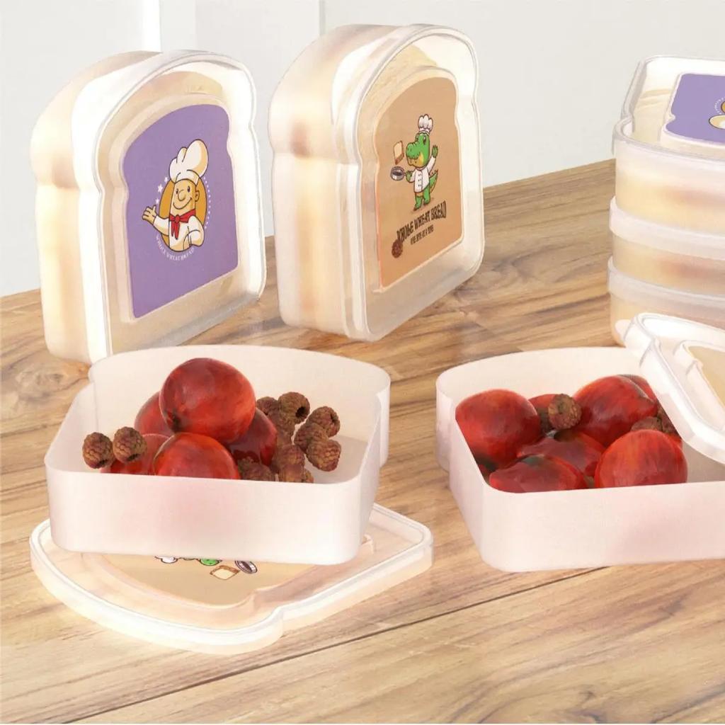 Portable Clear Toast Shaped Lunch Box with Lid Sandwich Bread Container Large Bento Box for School Office Picnic Meal Storage