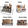 Wooden Spoon Fork Storage Box Space Saving Tableware Storage Rack Silverware Holder  Living Room