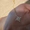 Eco Friendly Copper Gold Silver Color Sparkling Zircon Flower Pendant Necklace Women's Dainty Clavicle Chain Daily Wear Jewelry