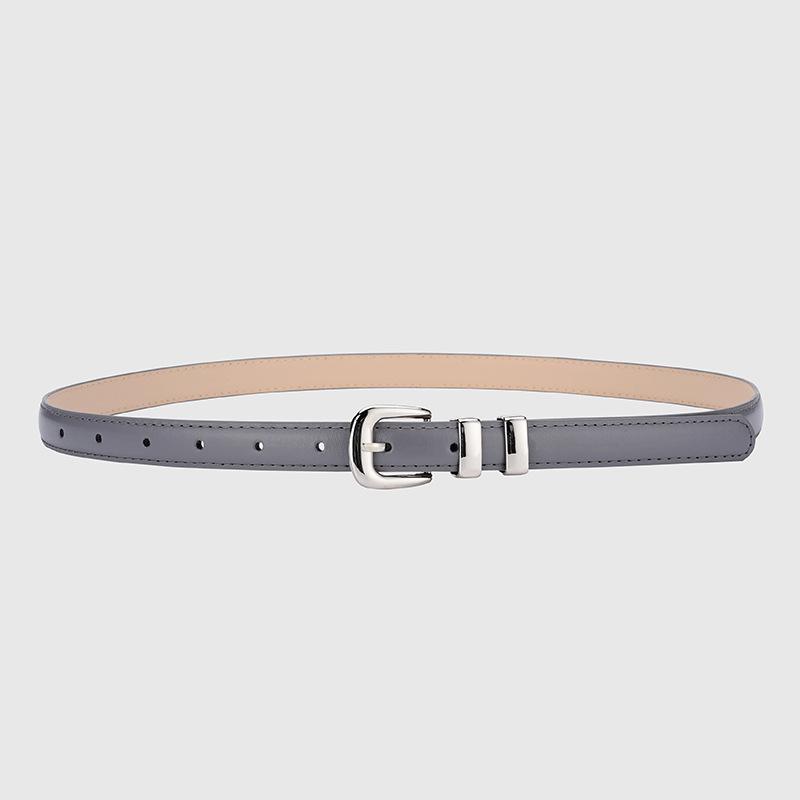 Women's Silver Buckle Thin Leather Waist Belt: Versatile, Stylish, & Casual