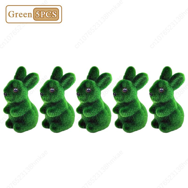 1/3/5/10/20PCS Easter Bunny Green Flocking 3D Moss Bunny Statue Simple Creative Garden Decoration Holiday Gift Bunny Ornament