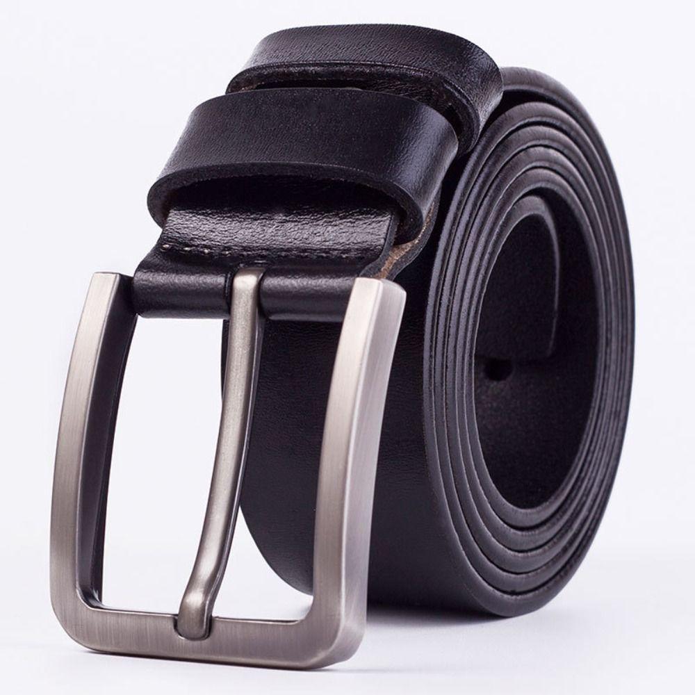Zinc Zinc Alloy Pin Buckle Men Belt Genuine Leather Male Strap Fashion Waistband Jeans